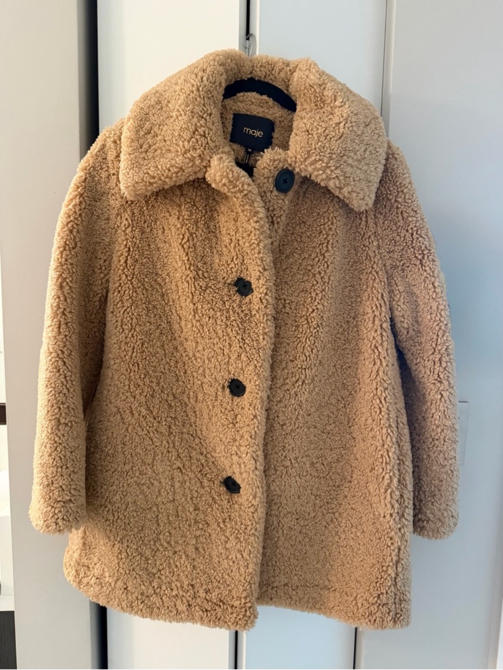 Maje Camel Teddy Jacket in Neutral Camel
